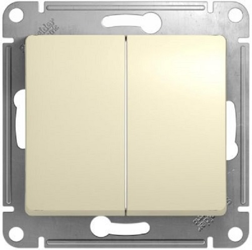 Выключатель Schneider Electric GSL000951 Glossa 2-клавишный сх.5 (молочный)