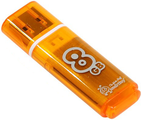 Накопитель USB 2.0 8GB SmartBuy SB8GBGS-Or Glossy оранжевый