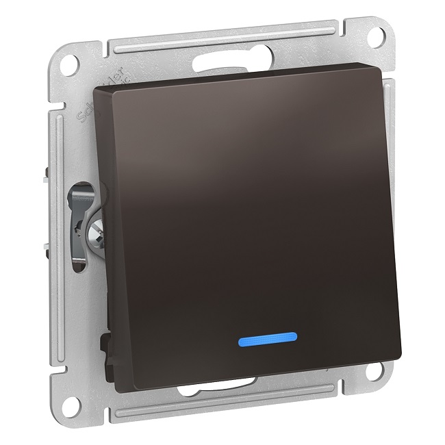 Переключатель Schneider Electric ATN000663 AtlasDesign, 1-клавишный, с подсветкой, сх.6а, 10АХ, механизам, мокко