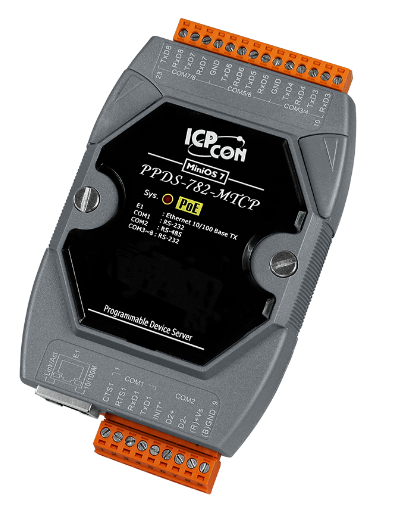 Преобразователь ICP DAS PPDS-782-MTCP CR Programmable Device Server with PoE, Modbus Gateway, 7 RS-232 ports and 1 RS-485 port