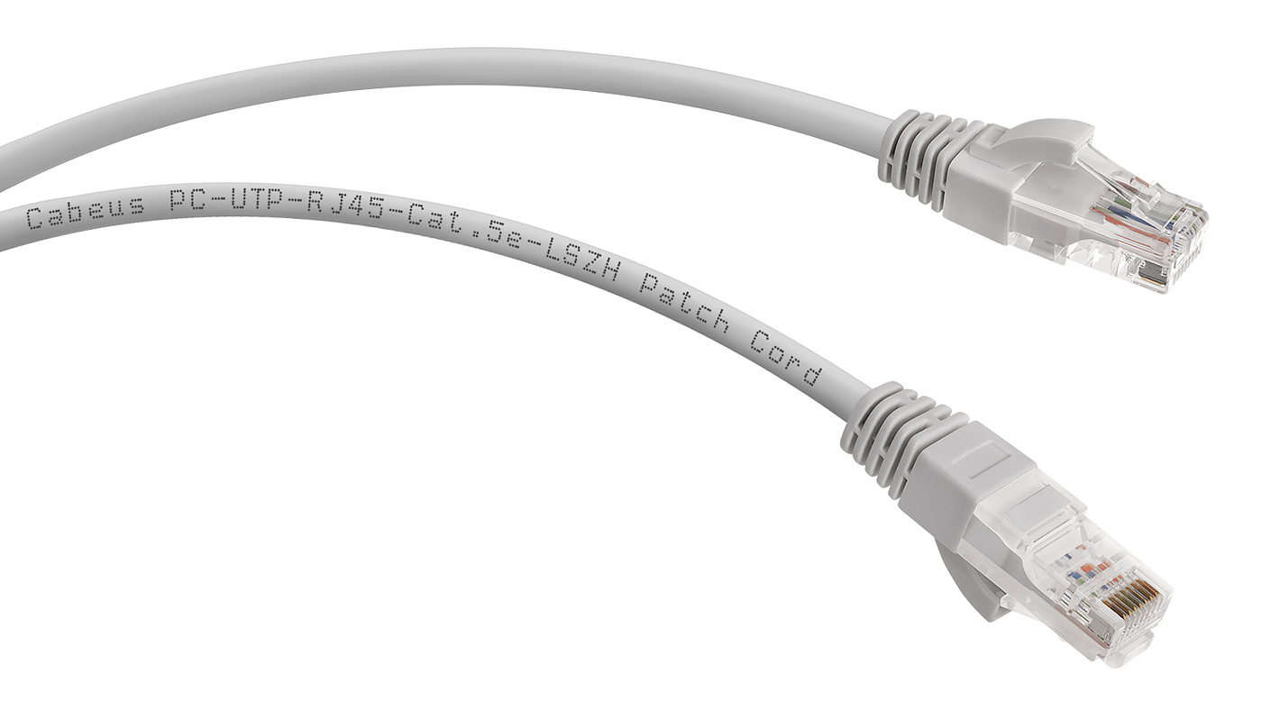 Серые патч-корды  Xcom-Shop Кабель патч-корд U/UTP 5e кат. 1,5м. Cabeus PC-UTP-RJ45-CAT.5E-1.5M-LSZH неэкранированный, серый