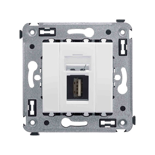 Розетка DKC 4400403 USB 2.0 одинарная в стену, тип А-А, Белое облако, Avanti