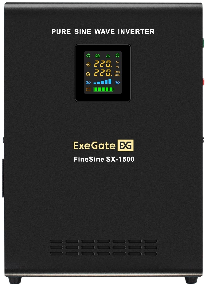 Комплект Exegate FineSine SX-1500.LCD.AVR.2SH EX296569RUS ИБП EX295998RUS + батарея 55Aч EX285667RUS 2шт (инвертор, синус, для котла, настенный) 1500V