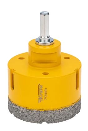 Коронка алмазная KRANZ KR-92-1026 профессиональная по керамограниту и железобетону М14, вакуумное спекание, 70мм, для УШМ