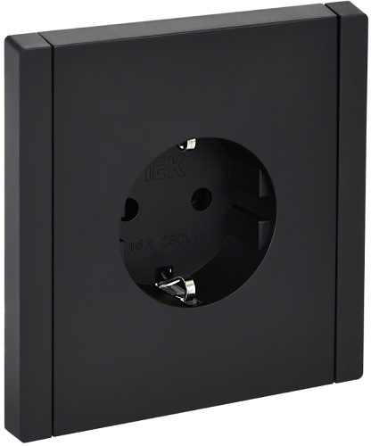 Розетка с заземлением IEK FP-R11-16-K02 FORTE&PIANO без защитных шторок в/к 16А FP116 черная