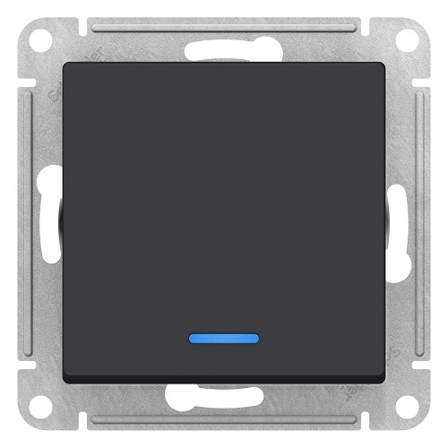 Выключатель Schneider Electric ATN001013 AtlasDesign, 1-клавишный, с подсветкой, сх.1а, 10АХ, механизм, карбон