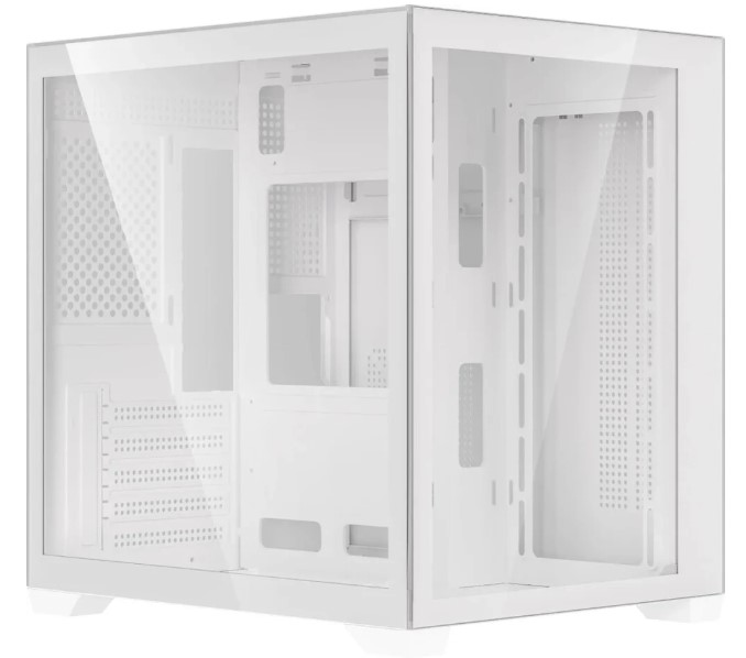 Корпус mATX ACCORD ACC-ZMS03W белый, без БП, боковая и фронтальная пенль из закалённого стекла, USB 2.0, USB 3.0, USB 3.1