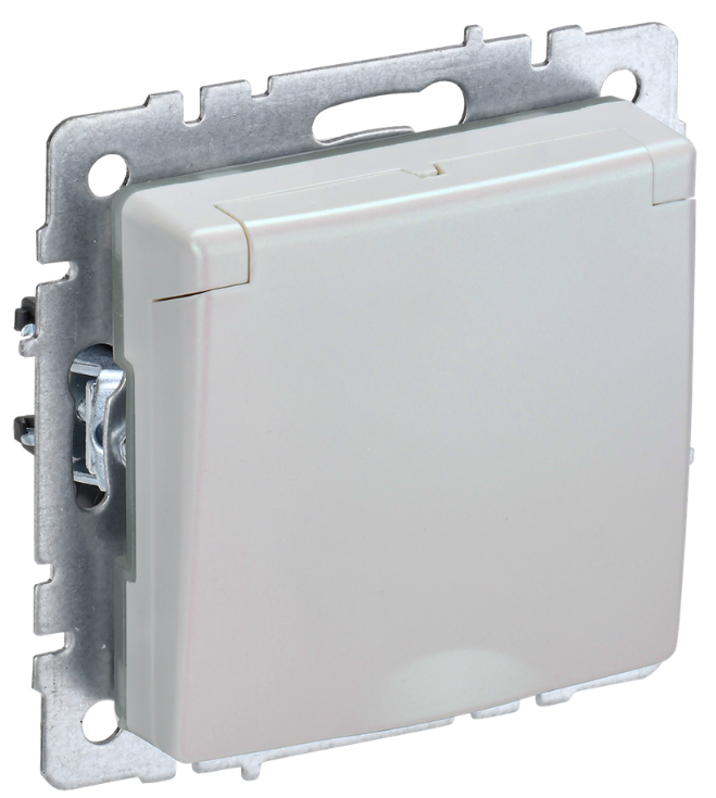 Розетка с заземлением IEK BR-R16-16-K36 BRITE с защитными шторками с кр. 16А IP20 РСбш10-3-БрЖ Жемчужный