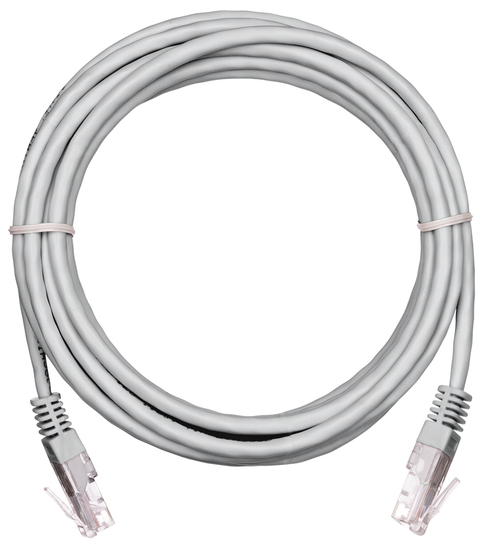 Кабель патч-корд U/UTP 5e кат. 10м Netlan EC-PC4UD55B-BC-PVC-100-GY-5 2хRJ45/8P8C 26AWG(7x0.16 мм), чистая медь, PVC нг(B), серый, уп/5шт