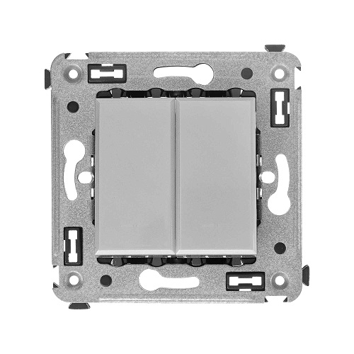 Кнопка DKC 4404154 двухклавишная в стену, Закаленная сталь, 2 модуля, Avanti