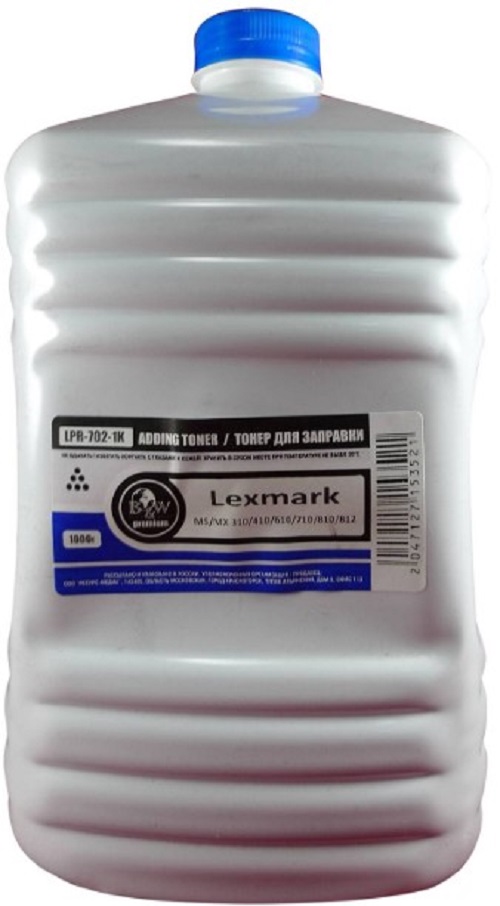Тонер B&W (Black&White) LPR-702-1K для Lexmark MS/MX 310/410/610/710/810/812 (кан. 1кг) B&W Premium Tomoegawa фас.Россия