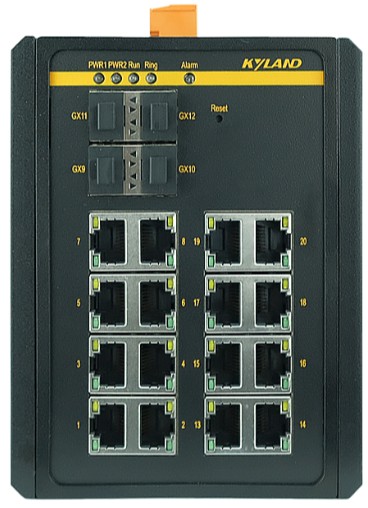Коммутатор управляемый Kyland SICOM3000A 300071637 4 100/1000Base-X SFP ports, 16 10/100/1000Base-T(X) RJ45 ports, Console Port RS232 RJ45, 12-24VDC(9