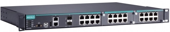 Коммутатор управляемый MOXA IKS-6726A-2GTXSFP-HV-HV-T модульный Ethernet: 8 портов 10/100BaseT(X), 2 комбо-порта 10/100/1000BaseT(X) (RJ45 + SFP), 2 с