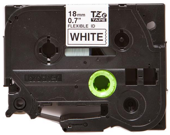 Лента Brother TZE-FX241 Плёнка для наклеек эластичная Brother TZE-FX241 чёрный шрифт на белой основе, 18мм*8м