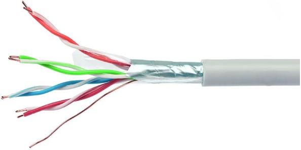 Кабель витая пара F/UTP 6 кат. 4 пары Cablexpert FPC-6057-4-CU (RU) indoor 4x2x0.57, медный, однож., 305м, coil, серый