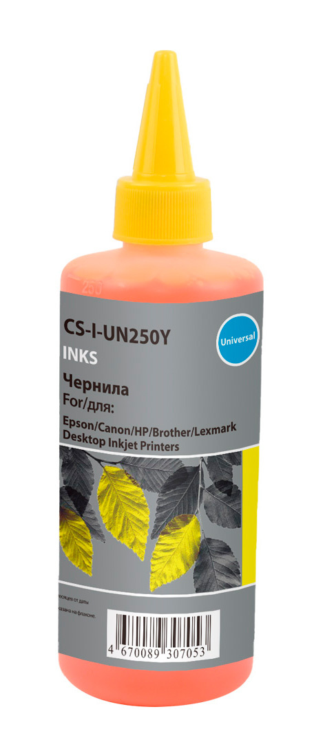 Чернила Cactus CS-I-UN250Y желтые 250мл для HP/Lexmark/Canon/Epson/Brother