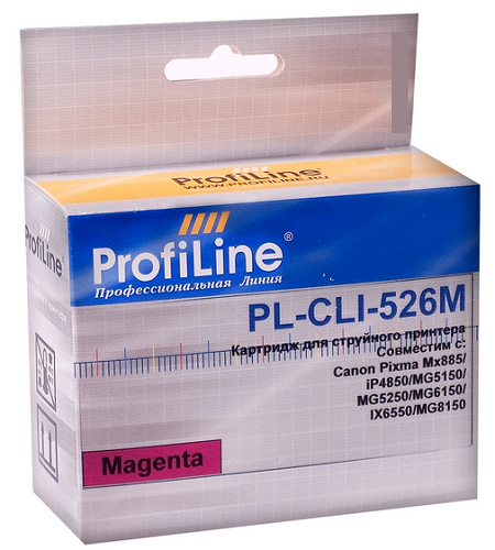 Картридж струйный ProfiLine PL-CLI-526M-M Картридж PL-CLI-526M с чипом для принтеров Canon Pixma IP4850/MG5150/MG5250/MG6150/MG8150 Magenta водн Profi