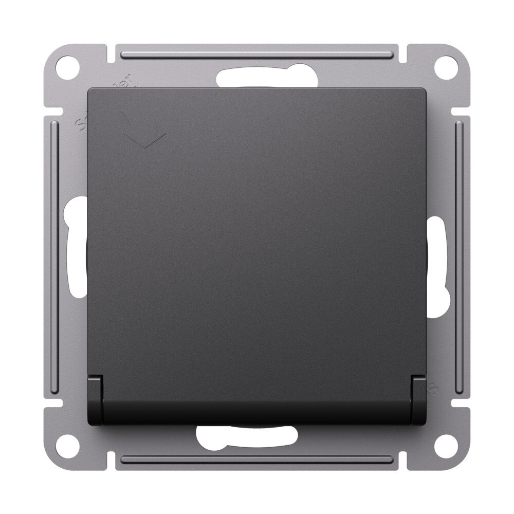 Розетка с заземлением Systeme Electric ATN001446 AtlasDesign со шторками с крышкой, 16А, IP20, механизм, базальт