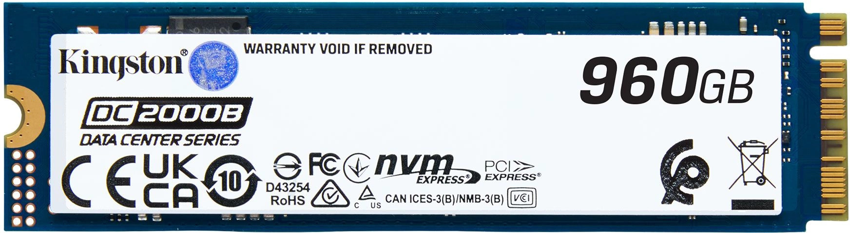 SSD AGI Накопитель SSD M.2 2280 Kingston DC2000B 960GB, NVMe, 3D TLC, 7000/1300MB/s, IOPs 540K/47K, TBW 700