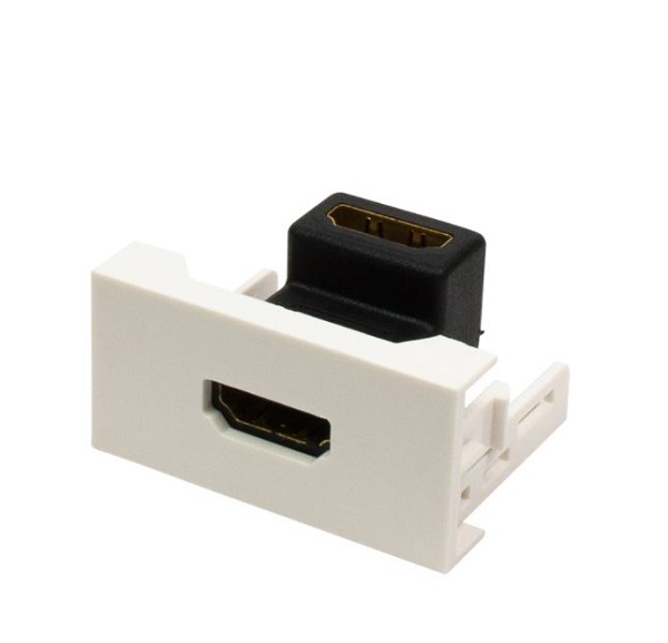 Информационные розетки Вставка Lanmaster LAN-WA-LP-HD90CP-WH Mosaic 22.5x45 с угловым адаптером HDMI, мама-мама, белая