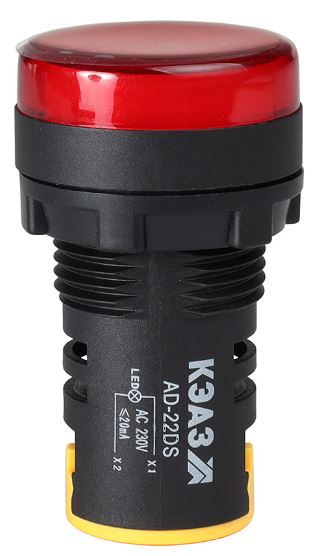 Лампа КЭАЗ 303939 AD22DS(LED) матрица D22мм красный 24В AC/DC
