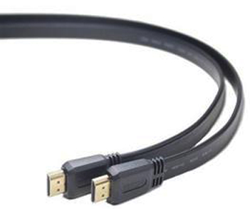 Кабель интерфейсный HDMI-HDMI Cablexpert CC-HDMI4F-6 1.8м, v1.4, 19M/19M, плоский кабель, черный, позол.разъемы, экран, пакет
