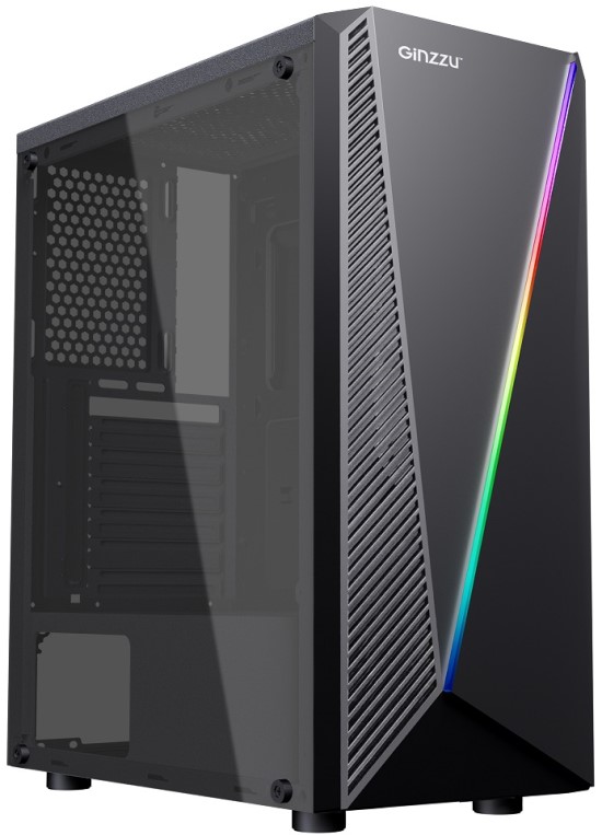 Корпус ATX Ginzzu SL150 без БП, боковая панель из закалённого стекла, 2*USB 2.0, USB 3.0