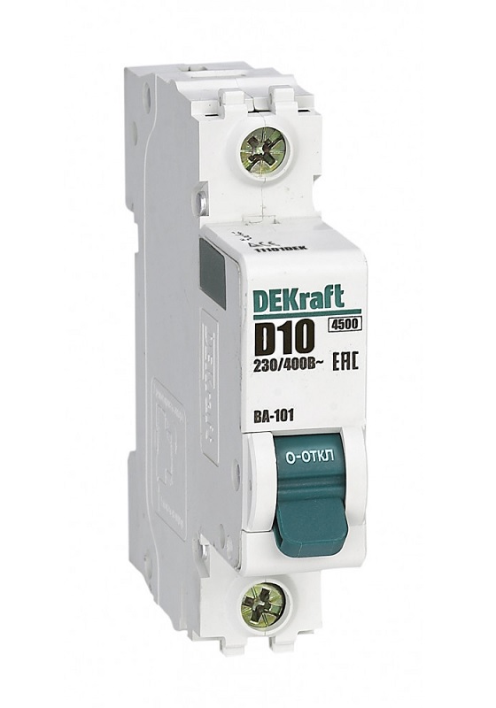 Автоматический выключатель DEKraft 11101DEK 1Р 10А х-ка D ВА-101 4,5кА