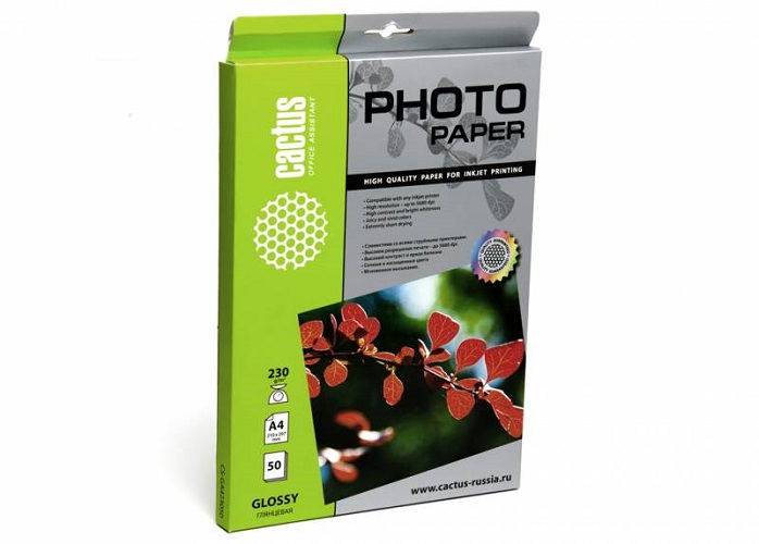 Фотобумага Cactus CS-GA423050 глянцевая, А4, 230 г/м2, 50 листов