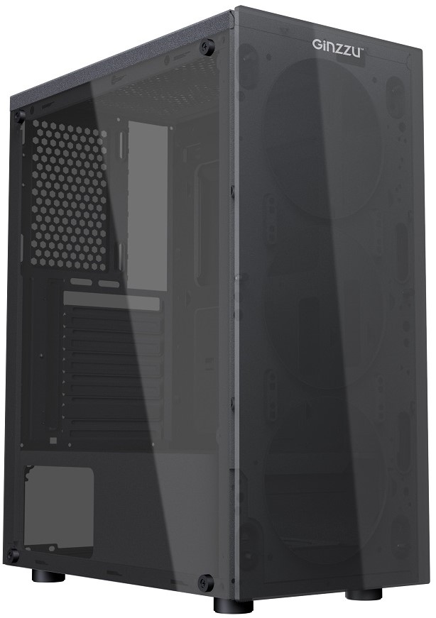 Корпуса Ginzzu Корпус ATX Ginzzu SL190 без БП, боковая панель из закалённого стекла, 2*USB 2.0, USB 3.0
