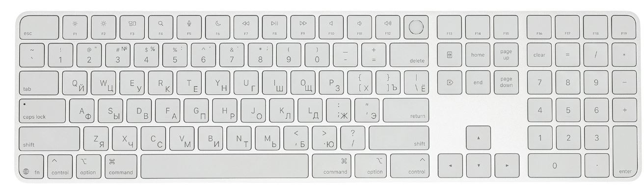 Клавиатура Apple Magic Keyboard MXK73 with Touch ID and Numeric Keypad (USB-C) White