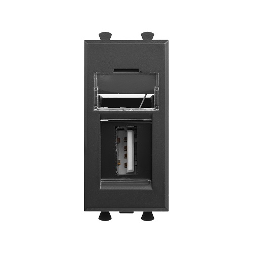 Розетка DKC 4412401 USB 2.0 модульная, тип А-А, Черный матовый, 1 модуль, Avanti