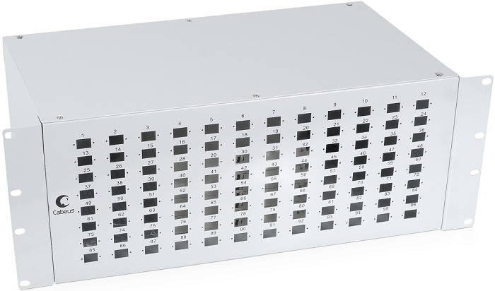Кросс-бокс Cabeus FO-19-96SC оптический 19 на 96 SC (LC duplex) со сплайс-кассетой и КДЗС (без пигтейлов и проходных адаптеров)