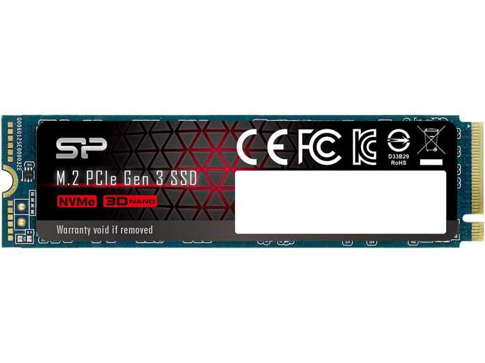 SSD Silicon Power Накопитель SSD M.2 2280 Silicon Power SP002TBP34A80M28 P34A80 2TB PCIe Gen3x4 3400/3000MB/s