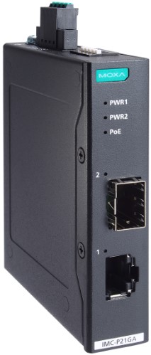 Промышленные Ethernet-конвертеры Медиа-конвертер MOXA IMC-P21GA-G2 промышленный Gigabit Ethernet 10/100/1000BaseTX в 100/1000BaseSFP с поддержкой PoE/PoE+