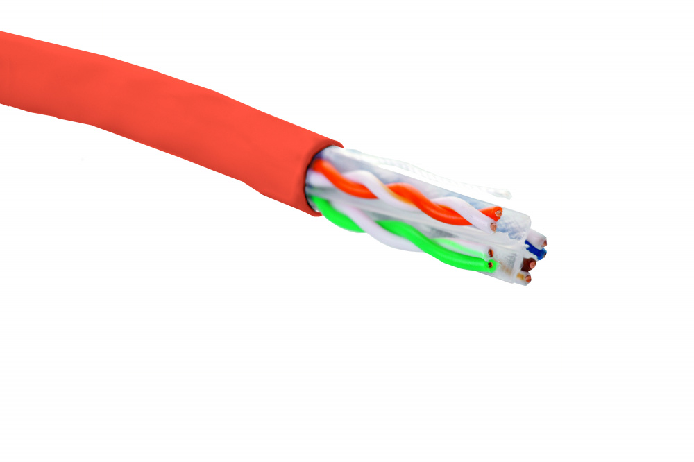 Кабель витая пара U/UTP 6 кат. 4 пары Eurolan 19C-U6-12RD-B305 23 AWG, нг(А)-HF, внутренней прокладки, красный, коробка 305 м