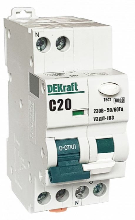 Устройство защиты от дугового пробоя DEKraft 19088DEK 1P+N 10A х-ка C УЗДП-103 6кА