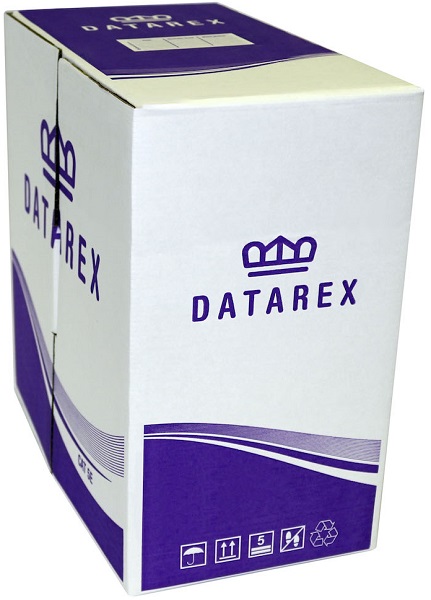 Кабель патч-корд U/UTP 5e кат. 305м. Datarex DR-143001 4 пары, 24AWG, PVC, серый, коробка