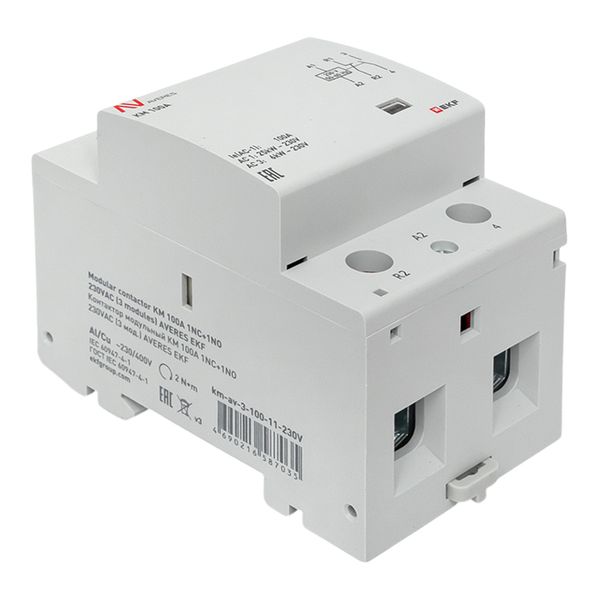 Контактор модульный EKF km-av-3-100-11-230V КМ 100А 1NC+1NO 230VAC (3 мод.) AVERES