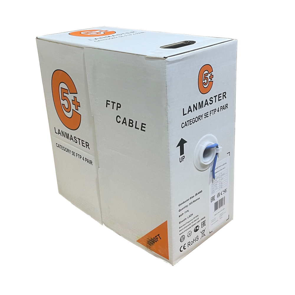 Кабель витая пара SF/UTP 5e кат. 4 пары Lanmaster LAN-5ESFTP-LSZH-WH 100Mhz, LSZH, белый, 305 м