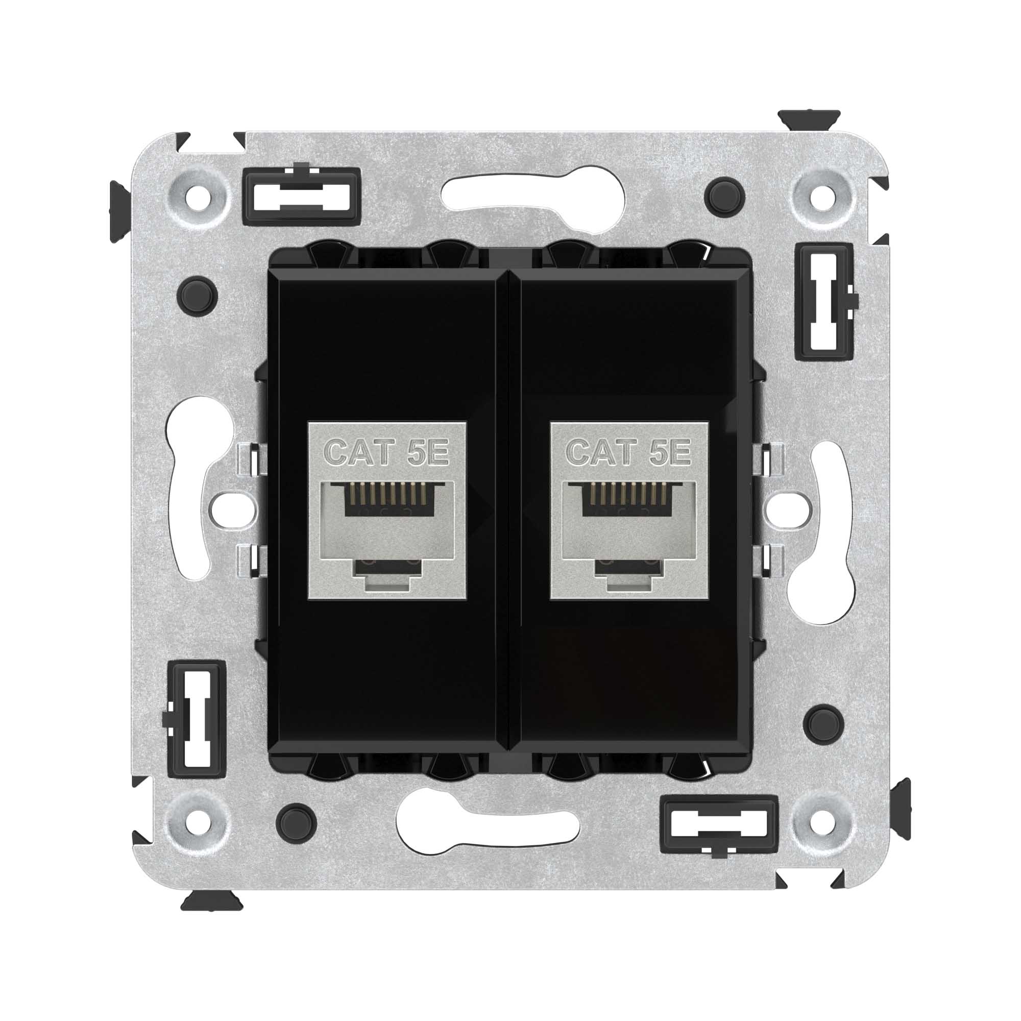 Розетка компьютерная DKC 4402764 RJ-45 без шторки в стену, кат.5e двойная экранированная, Черный квадрат, Avanti