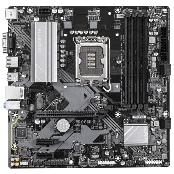 Материнская плата mATX GIGABYTE B760M D3HP (LGA1700, 4*DDR5(5600), 4*SATA RAID, 2*M.2, 2*PCIe, Glan, VGA, HDMI, DP, 2*USB 2.0, 3*USB 3.2)