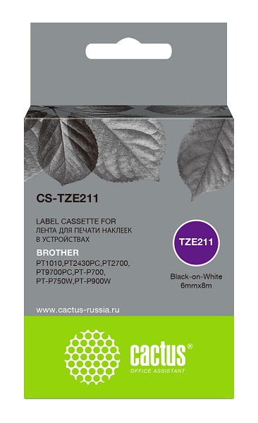 Картридж Cactus CS-TZE211 ленточный черный для Brother 1010/1280/1280VP/2700VP