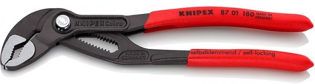 Клещи Knipex KN-8701180 переставные с фиксатором 42мм (1 1/2дюйм) под ключ 36мм L-180мм Cr-V обливные рукоятки сер.