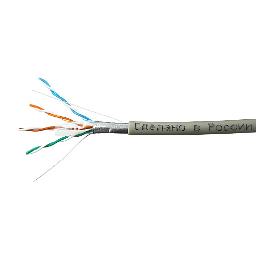 Кабель витая пара F/UTP 5e кат. 4 пары SkyNet CSP-FTP-4-CU/100 24AWG(0.51 мм), медь, одножильный (solid), внутренний, PVC, серый, уп/100м ''Premium''