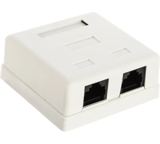  Компьютерная розетка настенная TWT TWT-SM2-4545-WH 2 порта RJ-45, категории 5е, белая