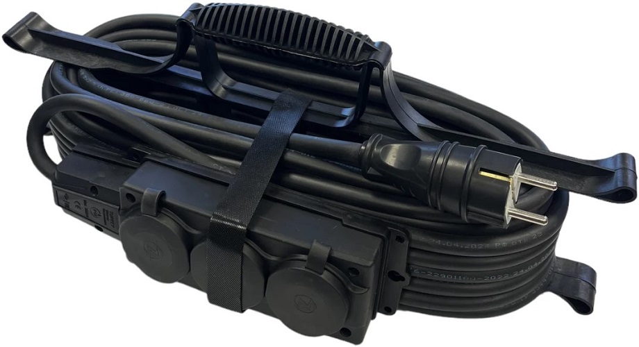 Удлинитель силовой iTOK i-CONNECT-COLOR-SUR-PVS-315-3-54-10-BLACK тип SUR серии iCONNECT COLOR на рамке с заземлением ПВС 3х1,5 мм 3 гнезда IP54 ГОСТ