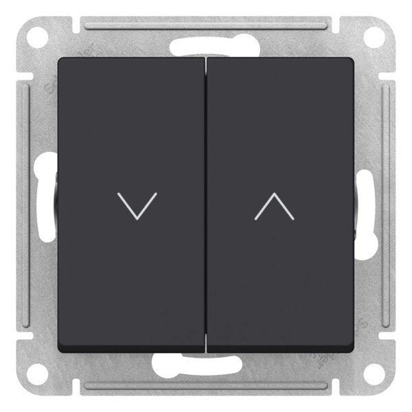 Выключатель двухклавишный для жалюзи Systeme Electric ATN001019 AtlasDesign 2х сх.4, 10А, мех., Карбон