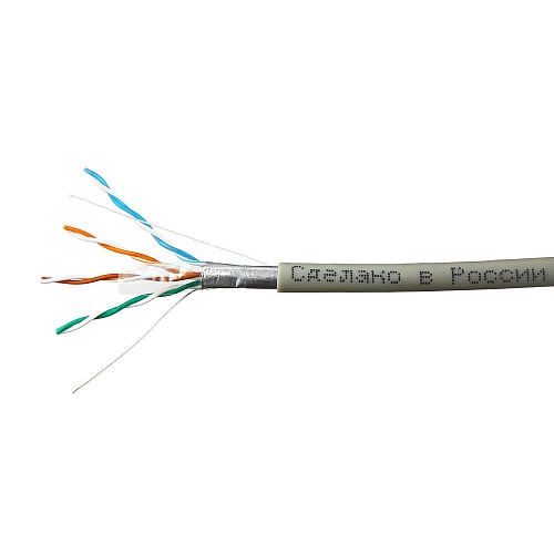 Кабель витая пара F/UTP 5e кат. 4 пары SkyNet CSL-FTP-4-CU/100 25AWG(0.46 мм), медь, одножильный (solid), внутренний, PVC, серый, уп/100м ''Light''
