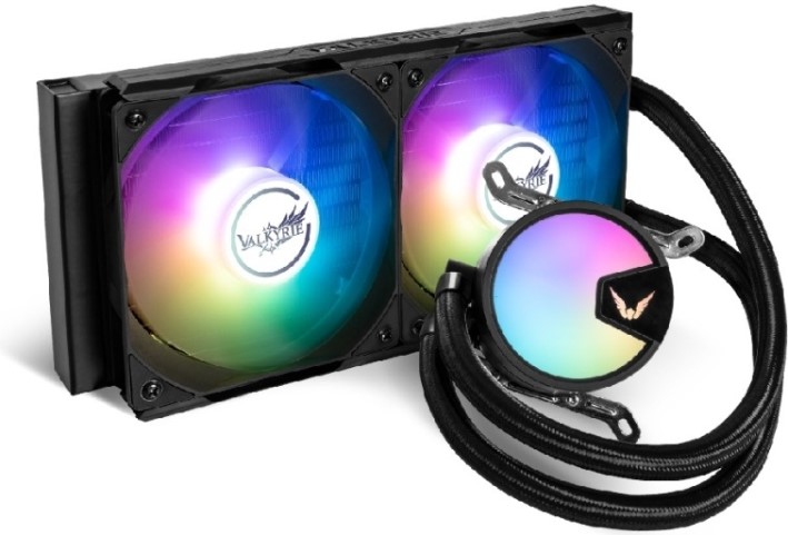  Система охлаждения жидкостная Valkyrie A240 ARGB Black LGA115x/2011/1200/1700/AM4/AM5 (2*120mm, 800-1800rpm, 80CFM, 32.2dBa, 250W TDP)